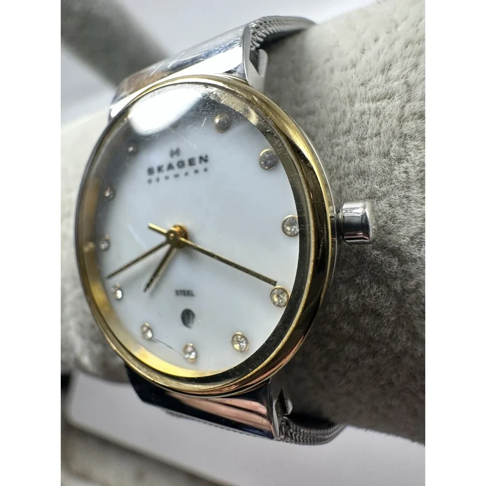 Skagen 355SSSG Ladies MOP Watch New Battery 26MM 8